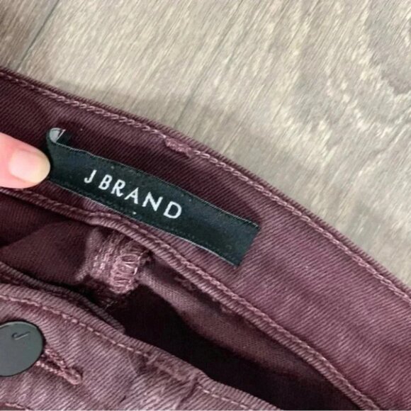 J Brand Super Skinny Lacq Pinot Waxed Coated Jeans Pant Denim burgundy Size 25 - Picture 13 of 15
